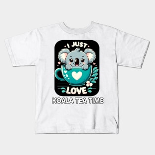 Cuddly Koala Tea Time: Adorable Teacup Hug Kids T-Shirt